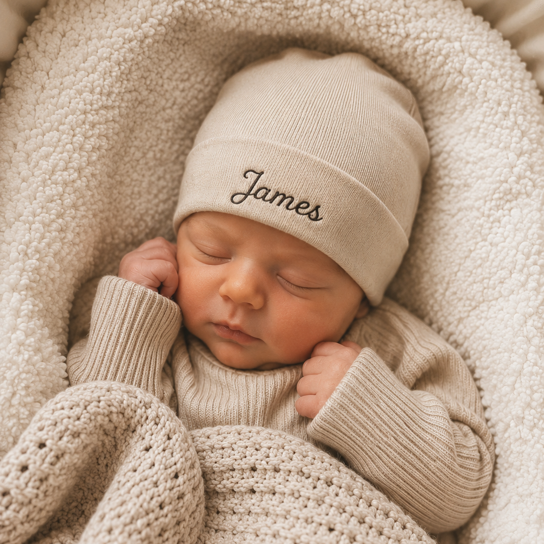 Newborn Muts beige met naam