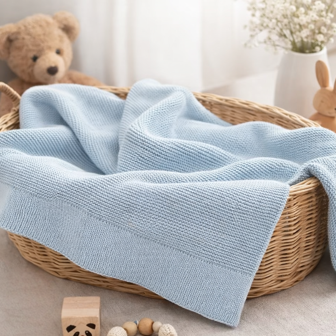 Baby deken met naam blauw