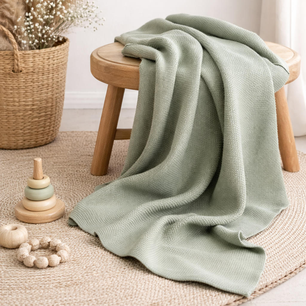 Olijfgroene babydeken