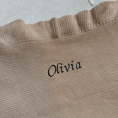 Gebreide deken met Ruffle beige