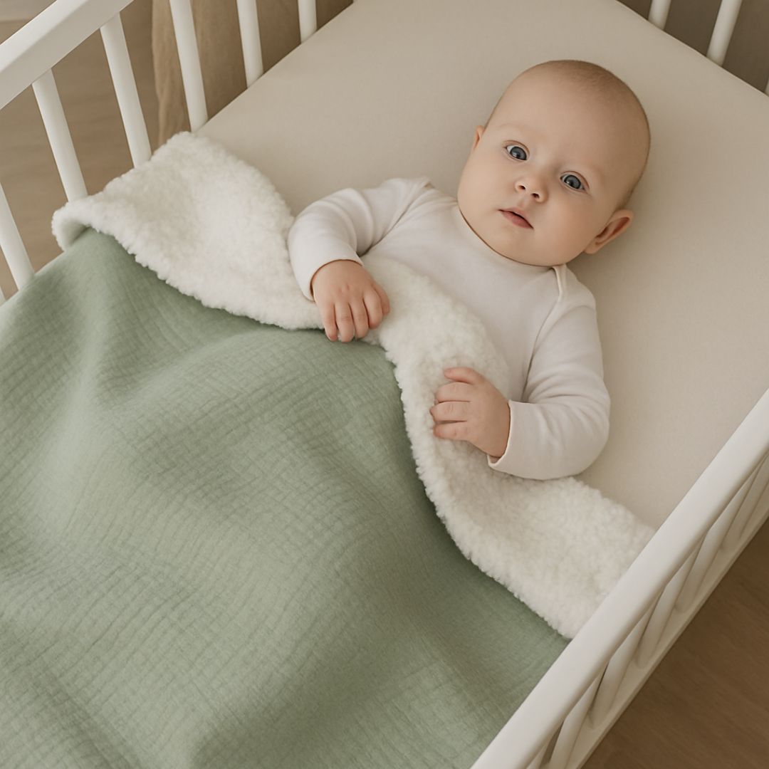 Teddy deken groen babybed