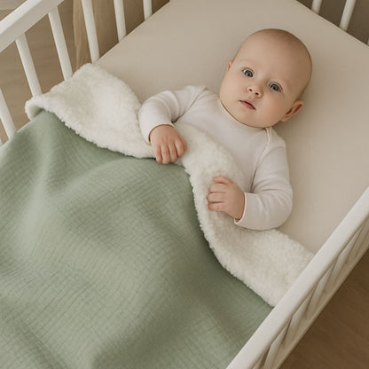 Teddy deken groen babybed