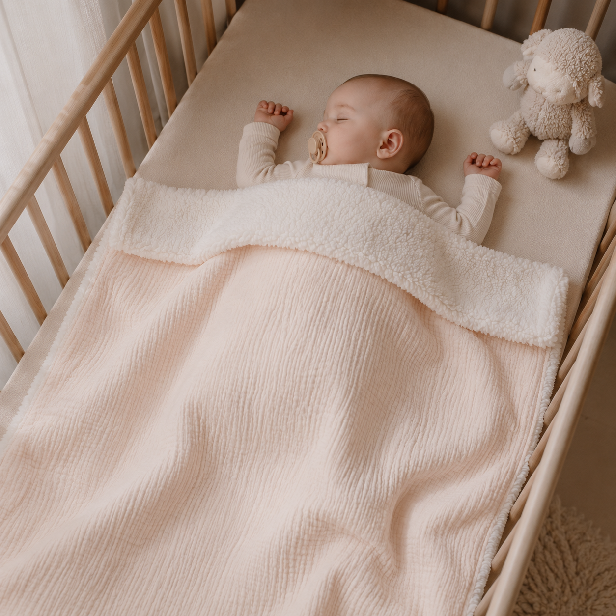Teddy deken met naam peach kleur