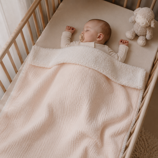 Teddy deken met naam peach kleur